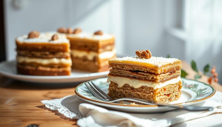 Ciasto kora dębu siostry Anastazji na talerzu deserowym