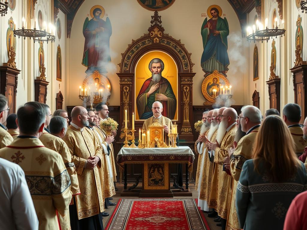Nabożeństwo ku czci świętego Igora - wierni podczas liturgii