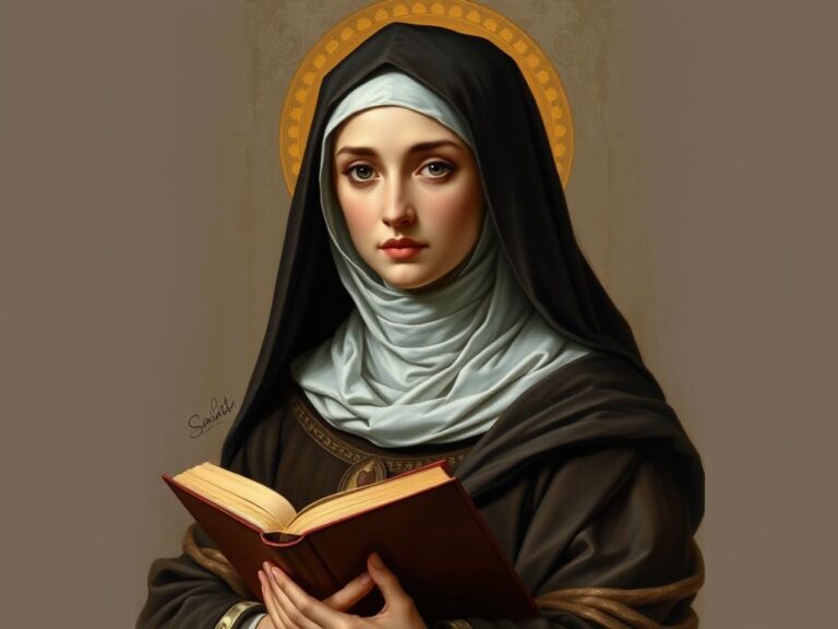 Portret Świętej Renaty przedstawiający jej skromność i duchową siłę