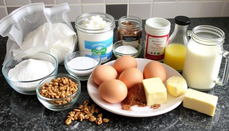 Składniki na pyszny tort orzechowy siostry Anastazji ułożone na blacie kuchennym