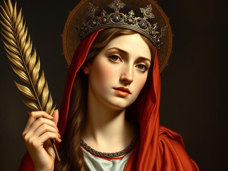 Święta Adrianna - portret męczennicy z III wieku z atrybutami męczeństwa