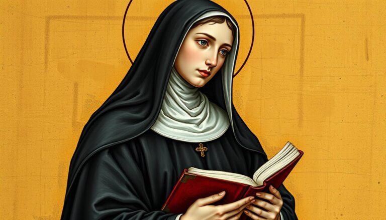 Święta Diana z Bolonii - średniowieczna ilustracja przedstawiająca świętą w stroju zakonnym