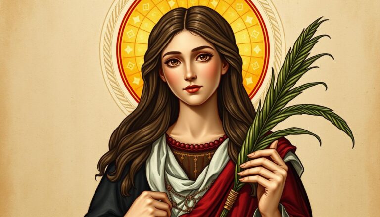 Święta Halina z Koryntu - średniowieczna ilustracja przedstawiająca świętą Halinę jako męczennicę