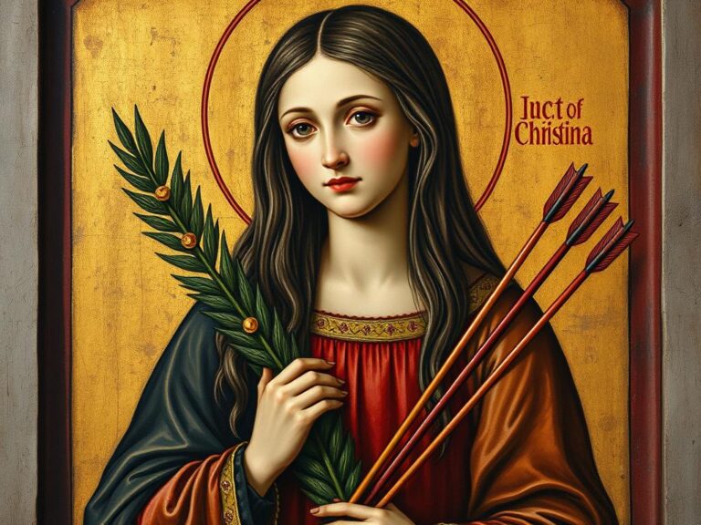Święta Krystyna z Bolseny - średniowieczny wizerunek męczennicy z atrybutami