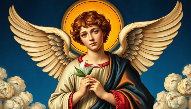 Święty Gabriel Archanioł przedstawiony w tradycyjnej ikonografii chrześcijańskiej