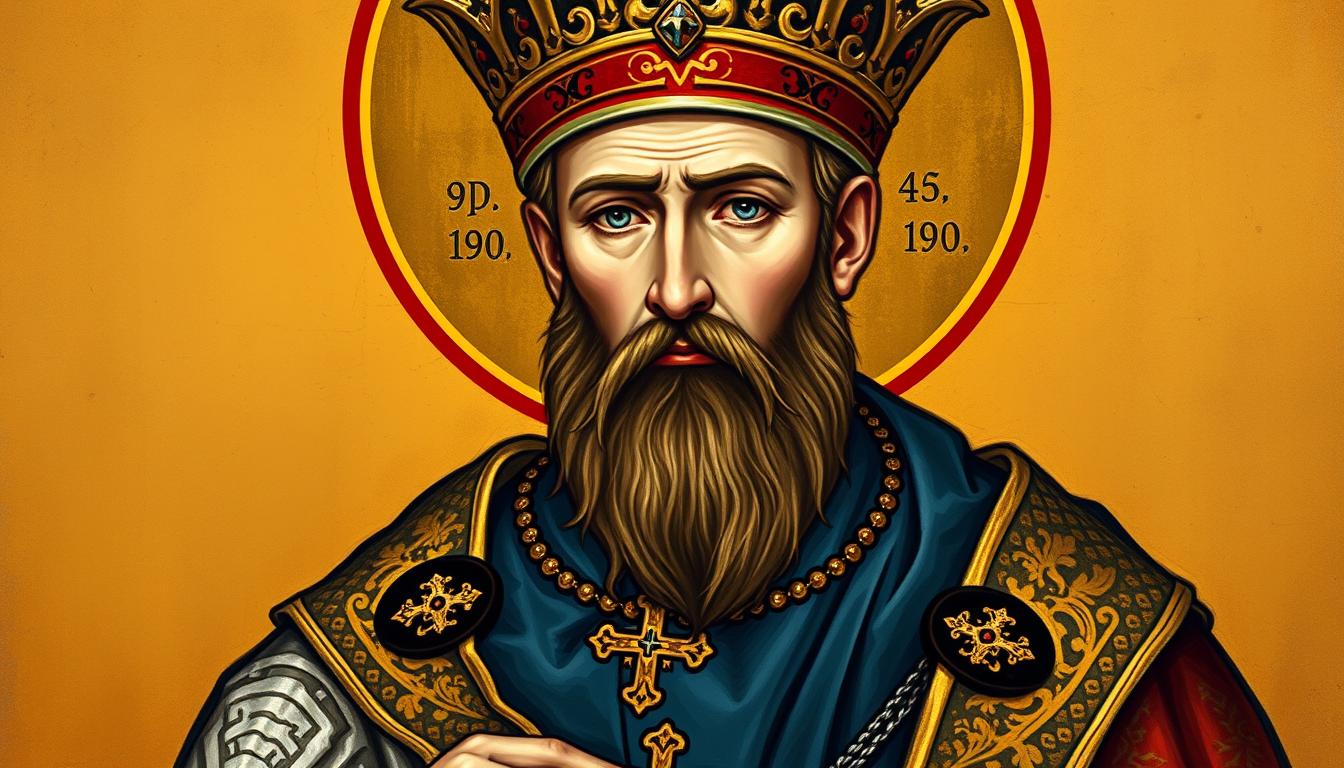 Święty Igor jako książę Kijowa - średniowieczna ilustracja przedstawiająca świętego Igora w książęcych szatach