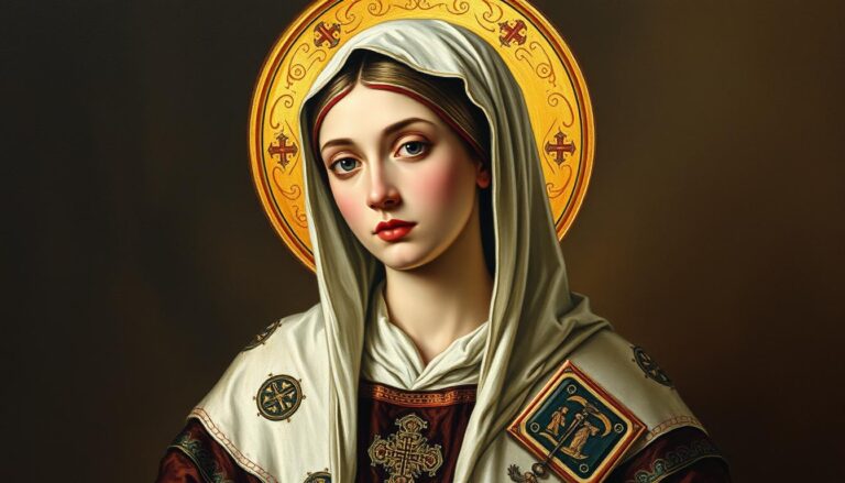 Święta Danuta - średniowieczny wizerunek błogosławionej Danieli z symbolami jej patronatu