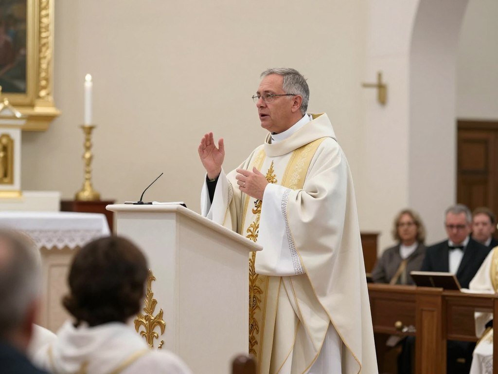 Biskup wygłaszający homilię podczas mszy bierzmowania