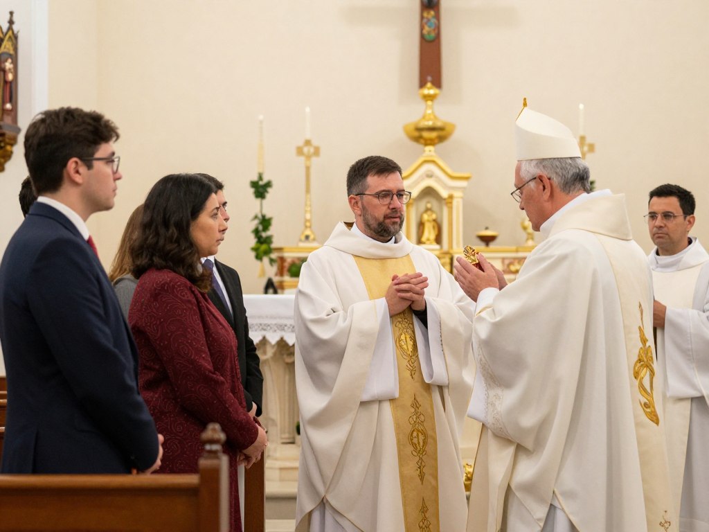 Dorośli przyjmujący sakrament bierzmowania w kościele