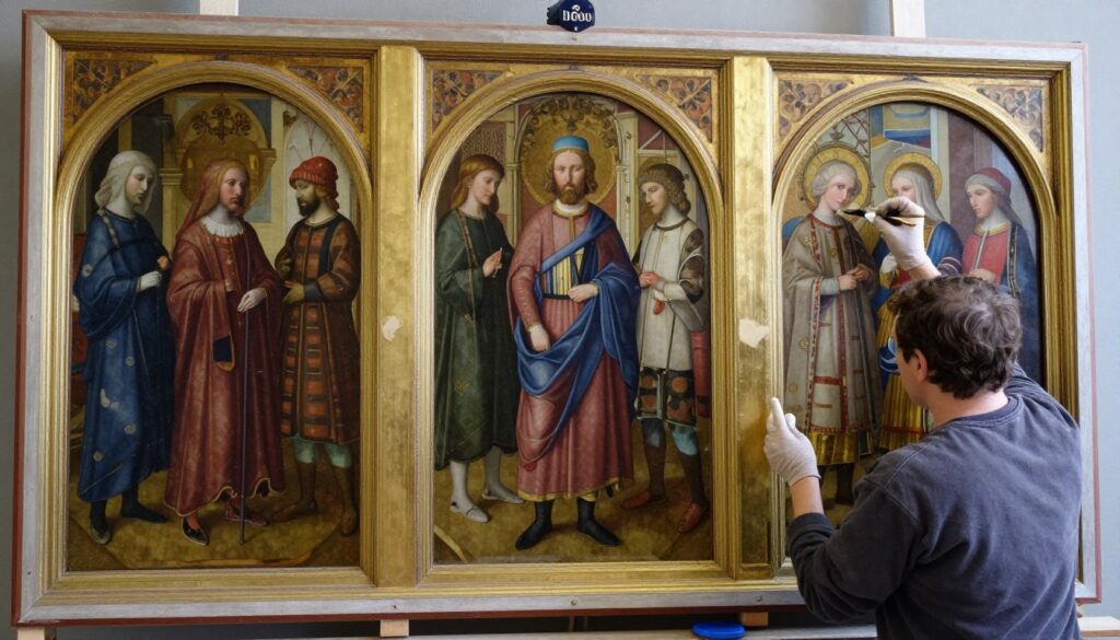 Ołtarz Gandawski podczas renowacji w latach 2012-2020