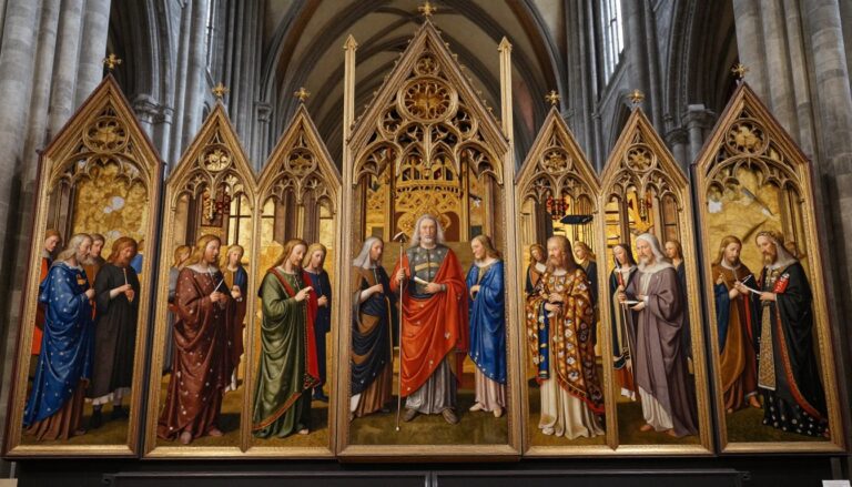 Ołtarz Gandawski w całej okazałości - widok na otwarty poliptyk w Katedrze św. Bawona w Gandawie