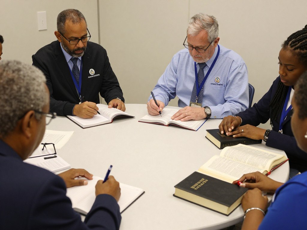 Pionierzy świadków Jehowy podczas studiowania literatury biblijnej, utrzymujący się z pracy w niepełnym wymiarze