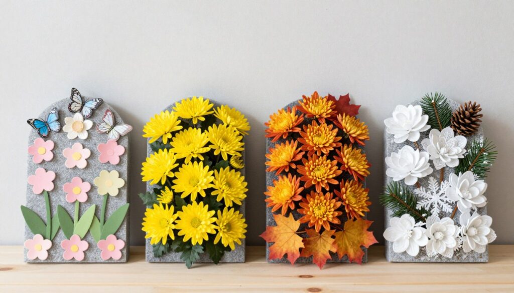 Stroiki na grób dziecka na różne pory roku - wiosenny, letni, jesienny i zimowy Stroiki na grób dziecka na różne pory roku - wiosenny, letni, jesienny i zimowy