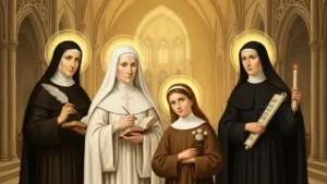 Cztery kobiety Doktorzy Kościoła - Teresa z Avila, Katarzyna ze Sieny, Teresa z Lisieux i Hildegarda z Bingen