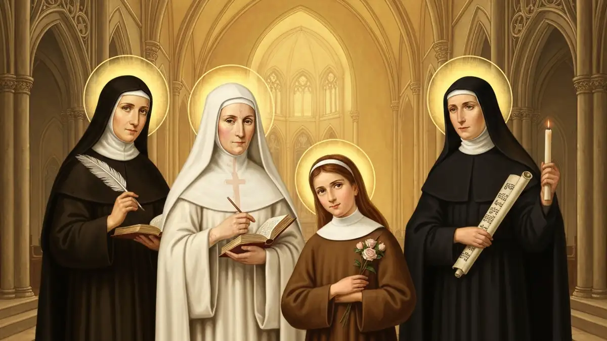 Cztery kobiety Doktorzy Kościoła - Teresa z Avila, Katarzyna ze Sieny, Teresa z Lisieux i Hildegarda z Bingen