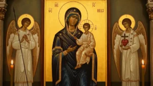 Ikona Matki Bożej Nieustającej Pomocy z Dzieciątkiem Jezus - tradycyjny wizerunek maryjny