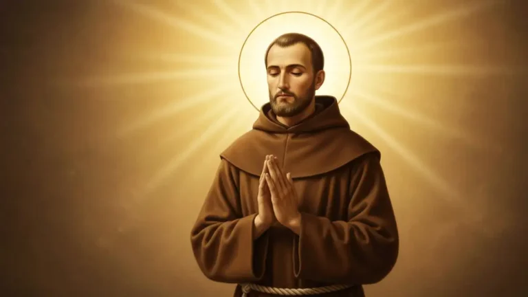 Ikona świętego Charbela Makhloufa z promieniami swiatla symbolizujacymi uzdrowienie, styl religijny