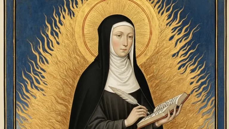 Święta Hildegarda z Bingen - mistyczka, lekarka i kompozytorka, miniatura sredniowieczna